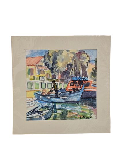 FAGARD
Retour de peche 
Aquarelle sur papier...
