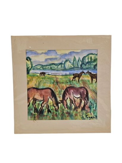 FAGARD
Chevaux au pré
Aquarelle sur papier...