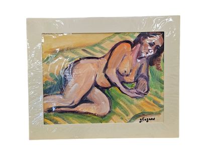FAGARD
Reclining nude
Oil on paper 
Signed...