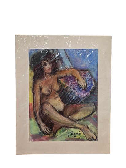 FAGARD
The seated brunette
Pastel on paper
Signed...