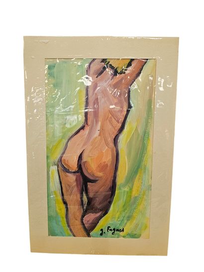 FAGARD
Back nude
Oil on paper 
Signed lower...