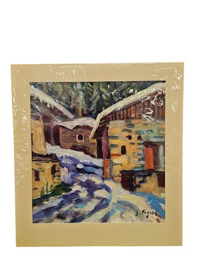 FAGARD
View of a snow-covered village
Oil...