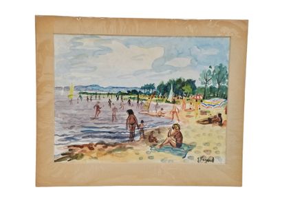 FAGARD
Vue de plage animée
Aquarelle sur...