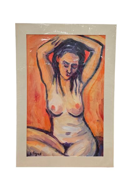 FAGARD
Seated pose
Oil on paper 
Signed lower...