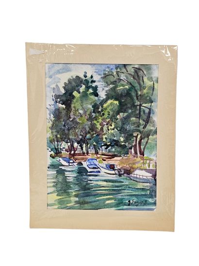 FAGARD
Bateaux amarrés sous les arbres
Aquarelle...