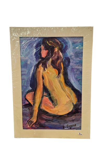 FAGARD
Pose de dos
Oil on paper 
Signed lower...