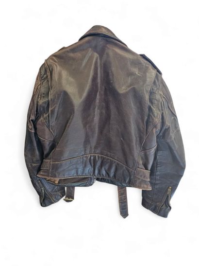 Perfecto 
Blouson en cuir de vache marron...
