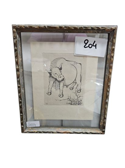 A. KROL
Le Taureau
Gravure encadrée au b...