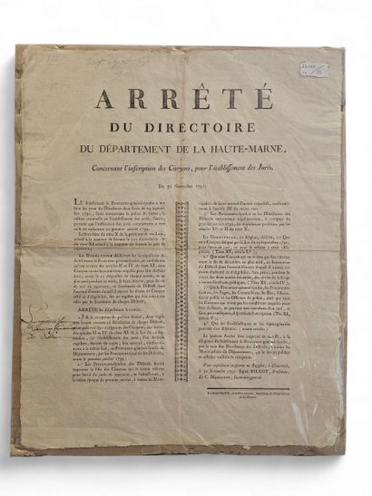 Ensemble de dix decrets,arretés,jugements...