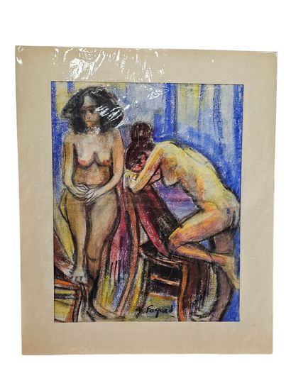 FAGARD
Set of poses 
Pastel on paper 
Signed...