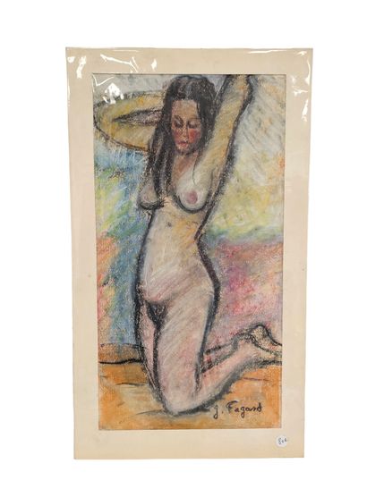 FAGARD
Kneeling nude
Pastel on paper
Signed...