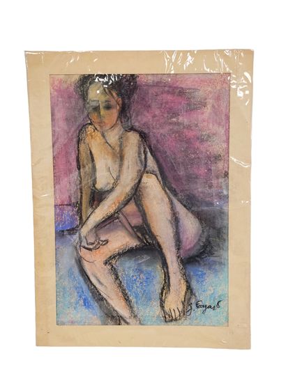 FAGARD
seated nude 
Pastel on paper 
Signed...