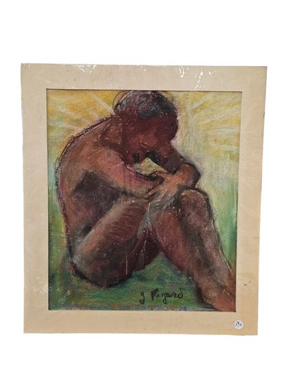 FAGARD
The Thinker
Pastel on paper 
Signed...