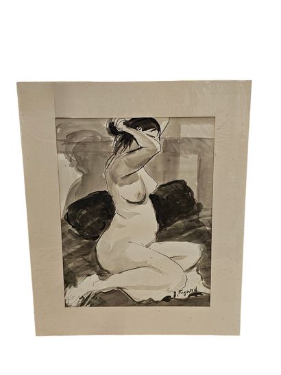 FAGARD
Kneeling in profile
Ink on paper 
Signed...