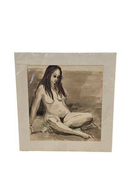 FAGARD
Nude cross-legged
Ink on paper 
Signed...