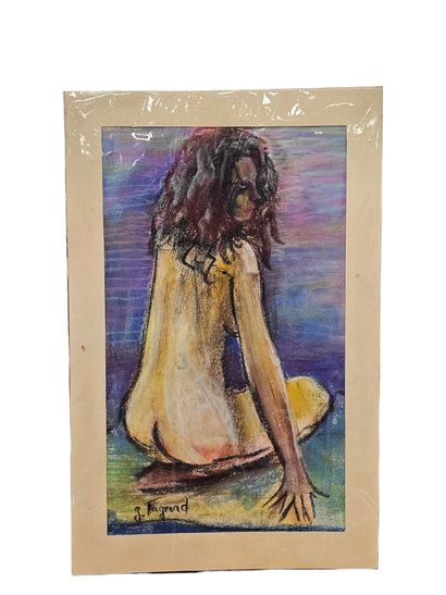 FAGARD
Crouching Nude
Pastel on paper 
Signed...