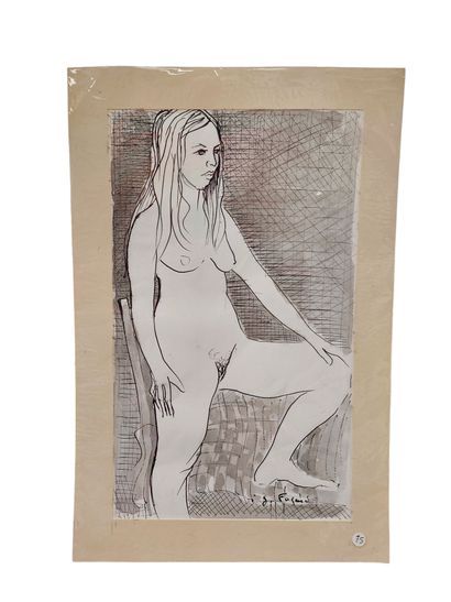 FAGARD
Standing nude 
Felt-tip pen and ink...