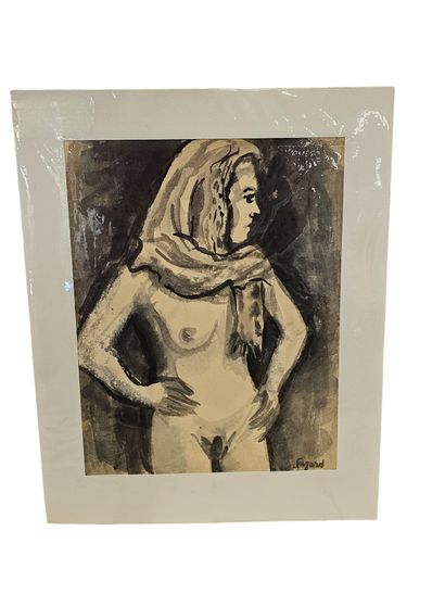 FAGARD
Nude with scarf
Ink on paper 
Signed...