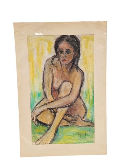 FAGARD
Grouped pose
Pastel on paper 
Signed...