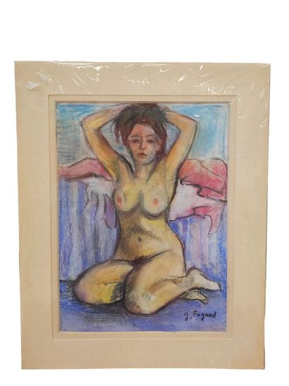 FAGARD
Kneeling nude
Pastel on paper
Signed...