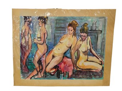 FAGARD
Set of poses
Watercolor on paper 
Signed...