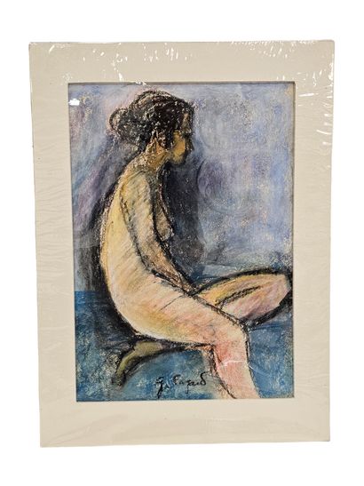 FAGARD
Seated nude on blue background
Pastel...