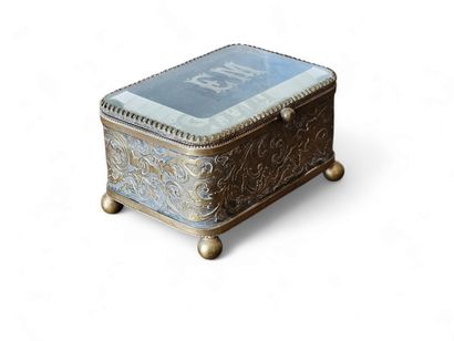 SMALL rectangular JEWELRY CASE, in chased...
