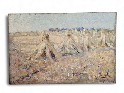 Ernest ROCHER | 1872-1938 Haystacks Oil on...