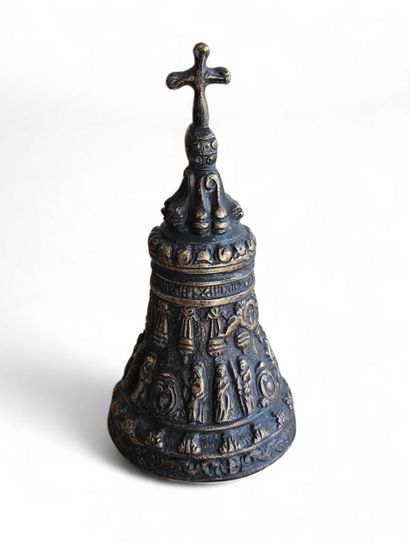 Cast bronze CLOCHE decorated with friezes...