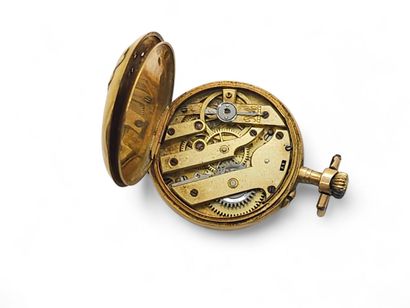 750° yellow gold collar-watch, cream dial...
