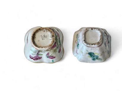 CHINA
Two porcelain sake bowls decorated...