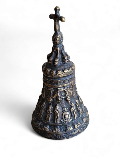 Cast bronze CLOCHE decorated with friezes...