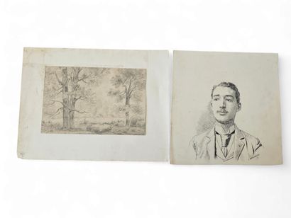 SIX AQUARELLES on paper and one on wood
Nine...