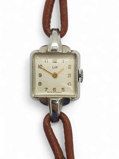 LIP
Ladies' wristwatch, square silver-plated...