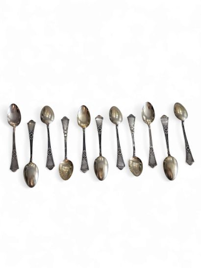 SET of eleven 800° silver spoons, formerly...