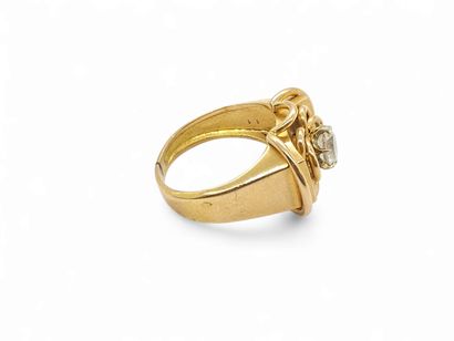 RING in yellow gold 750° set with a white...