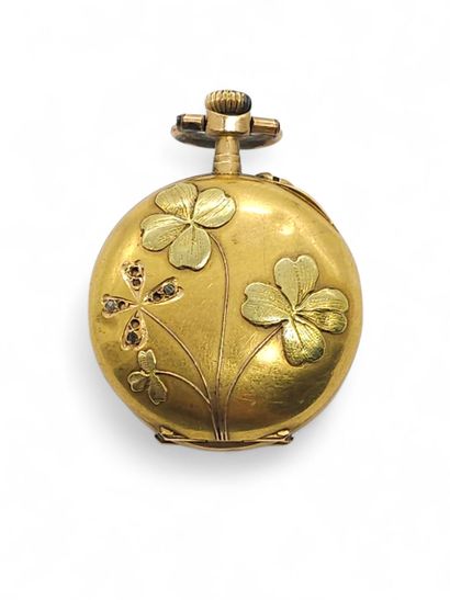750° yellow gold collar-watch, cream dial...