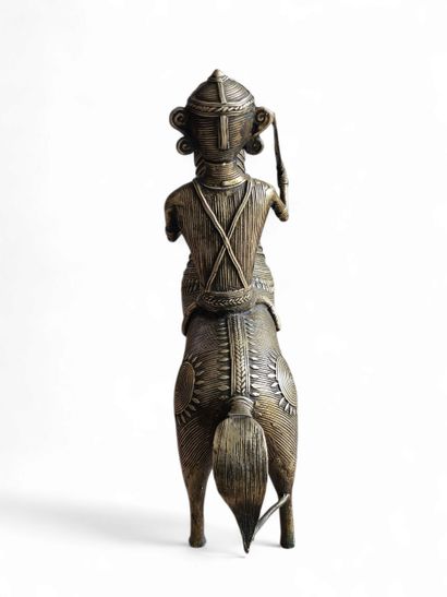 INDIAN WORK
Warrior on horseback 
Bronze...