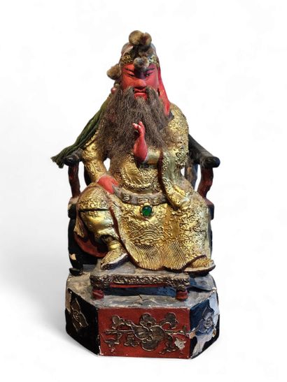 CHINA XIXth century Taoist divinity in polychrome...