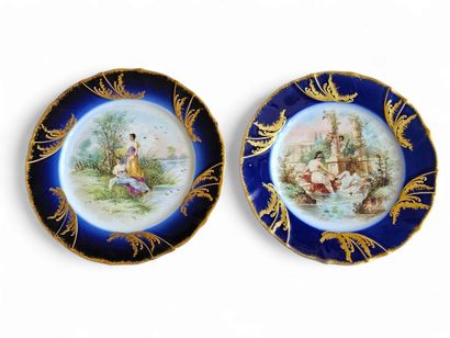 LIMOGES 20th century 
Two white and blue...