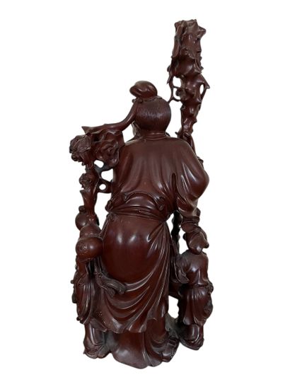 JAPAN, Meiji period
Carved wood group depicting...