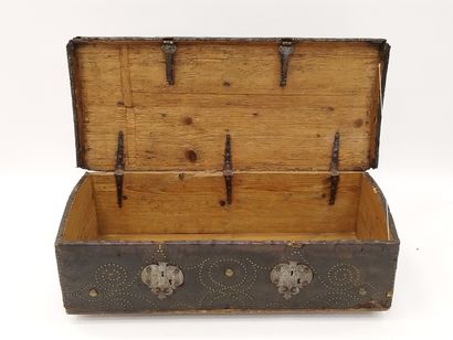 Studded leather COFFRE, fir wood interior,...