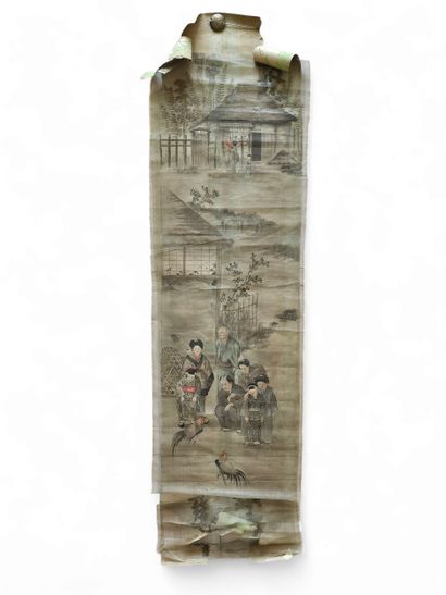 JAPAN TAISHO PERIOD
Three large silk doors,...