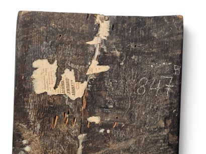 ICONE à la tempera sur bois ″Combat de saint...