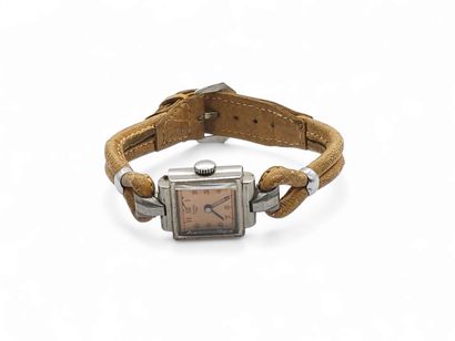 HUMA 761
Wristwatch, square steel case, copper...