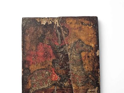 ICONE à la tempera sur bois ″Combat de saint...