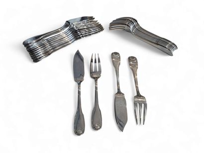 20th century WORK 
Suite of twelve silver-plated...