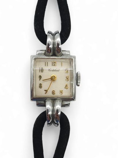 CORTEBERT
Wristwatch, square case in silver-plated...