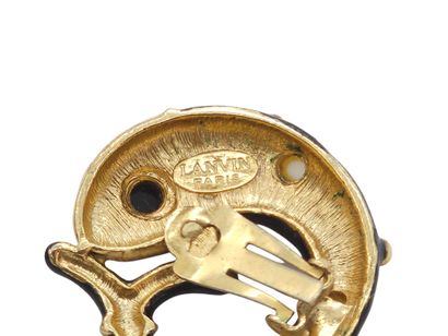 LANVIN 
Pair of fish motif ear clips in black...
