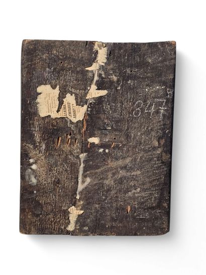 ICONE à la tempera sur bois ″Combat de saint...